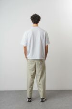 Мужская Хлопковая Белая Футболка Оверсайз с Нашитой Надписью