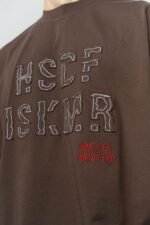 Мужская Хлопковая Коричневая Футболка Оверсайз с Нашитой Надписью