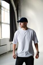 Мужская Белая Футболка Оверсайз Хлопок с Принтом Teddy на Спине