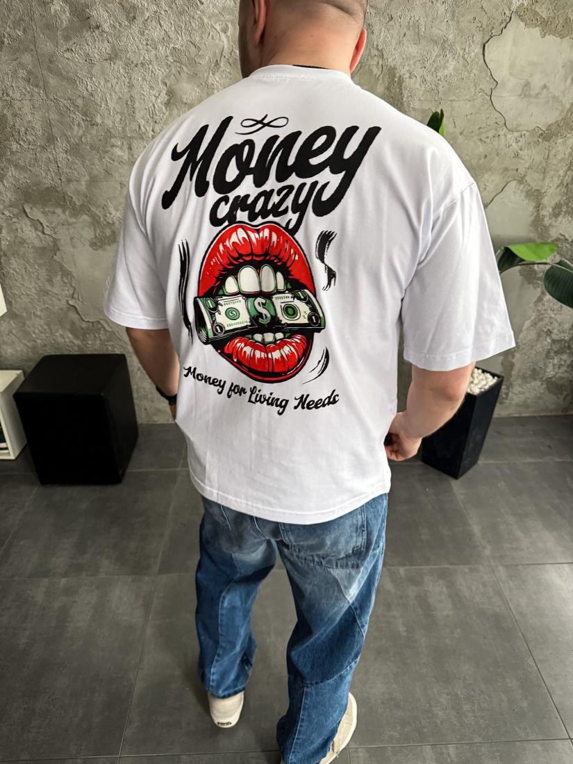 photo_2026-04-02_19-48-36 Мужская Белая Футболка Оверсайз Хлопок с Принтом Губы на Спине