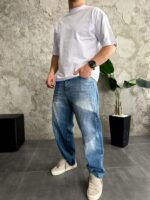 Мужская Белая Футболка Оверсайз Хлопок с Принтом Trash на Спине