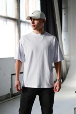 Мужская Белая Футболка Оверсайз Хлопок с Принтом Рука на Спине