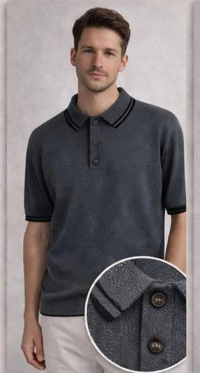 photo_2026-04-03_08-26-40 Мужская Классическая Графитовая Футболка Поло Хлопок Вязка с Окантовкой