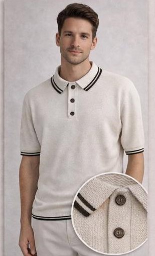 photo_2026-04-03_08-28-15 Мужская Классическая Белая Футболка Поло Хлопок Вязка с Окантовкой