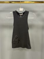 Женская Базовая Черная Майка в Рубчик с Нашивками Крестами