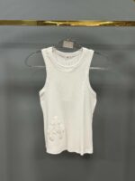 Женская Базовая Белая Майка в Рубчик с Нашивками Крестами