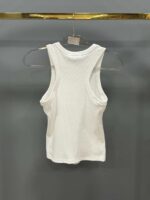 Женская Базовая Белая Майка в Рубчик с Нашивками Крестами