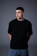 Мужская Черная Футболка Оверсайз Хлопок с Принтом Gangster's на Спине