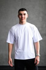 Мужская Белая Футболка Оверсайз Хлопок с Принтом "Not Today" на Спине