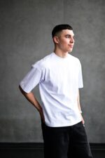 Мужская Белая Футболка Оверсайз Хлопок с Принтом "Not Today" на Спине