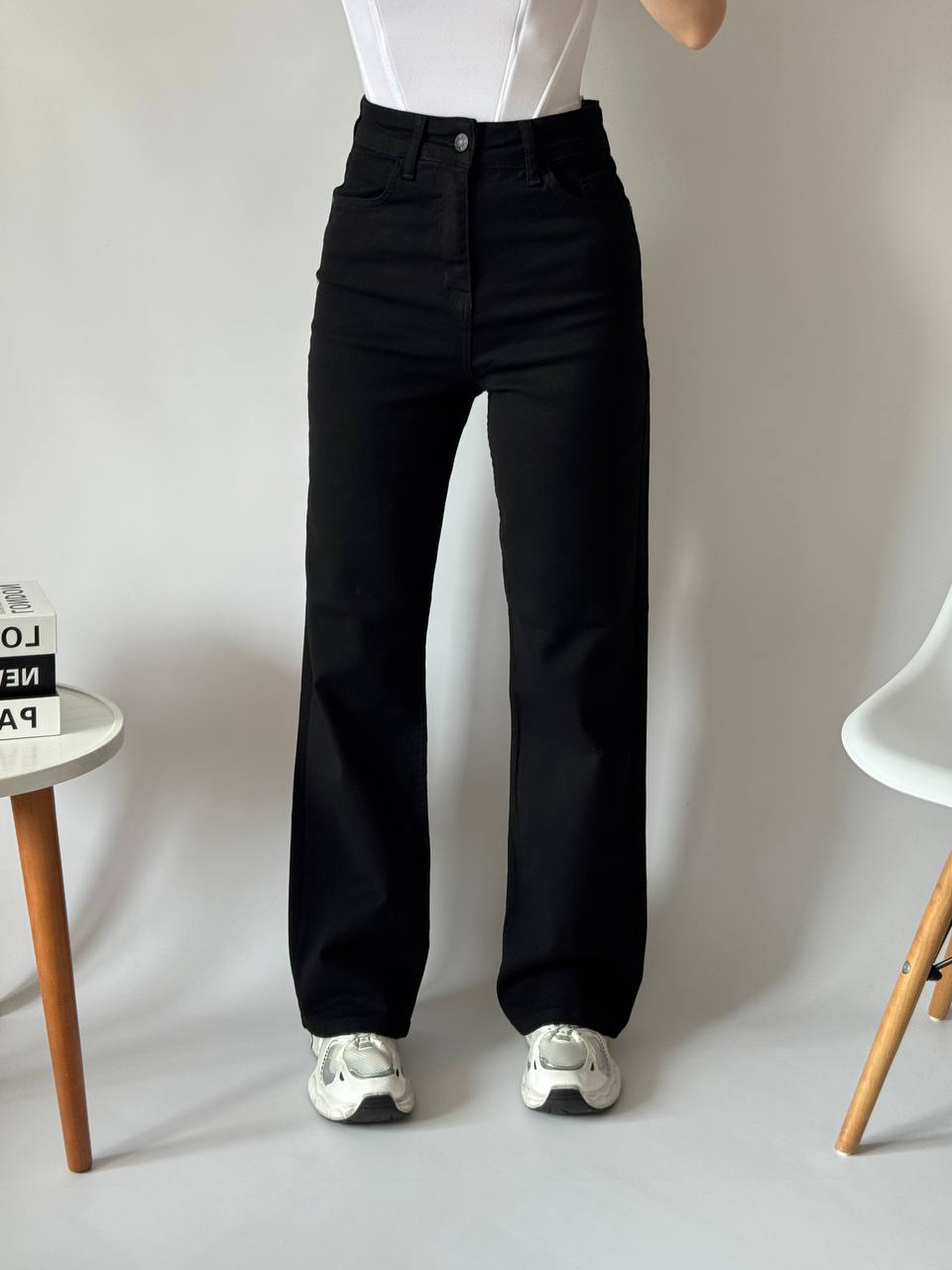 photo_2026-04-04_11-27-56 Женские Черные Джинсы Трубы Прямого Кроя с Высокой Посадкой