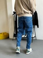 Мужские Свободные Синие Джинсы Мом Батал