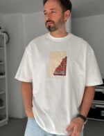 Мужская Белая Футболка «NOT ALL WOUNDS ARE VISIBLE» - Хлопковая Оверсайз с Бархатным Принтом и Вышивкой