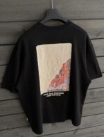 Мужская Черная Футболка «NOT ALL WOUNDS ARE VISIBLE» - Хлопковая Оверсайз с Бархатным Принтом и Вышивкой