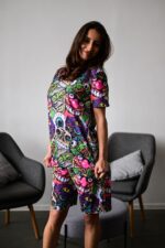 Женский Принтованный Разноцветный Летний Костюм Футболка Шорты Свободного Кроя