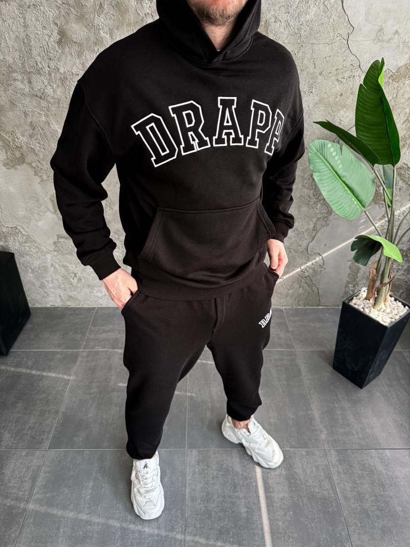 photo_2026-04-05_11-50-56 Мужской Базовый Черный Спортивный Костюм Трехнитка Свободного Кроя с Вышивкой