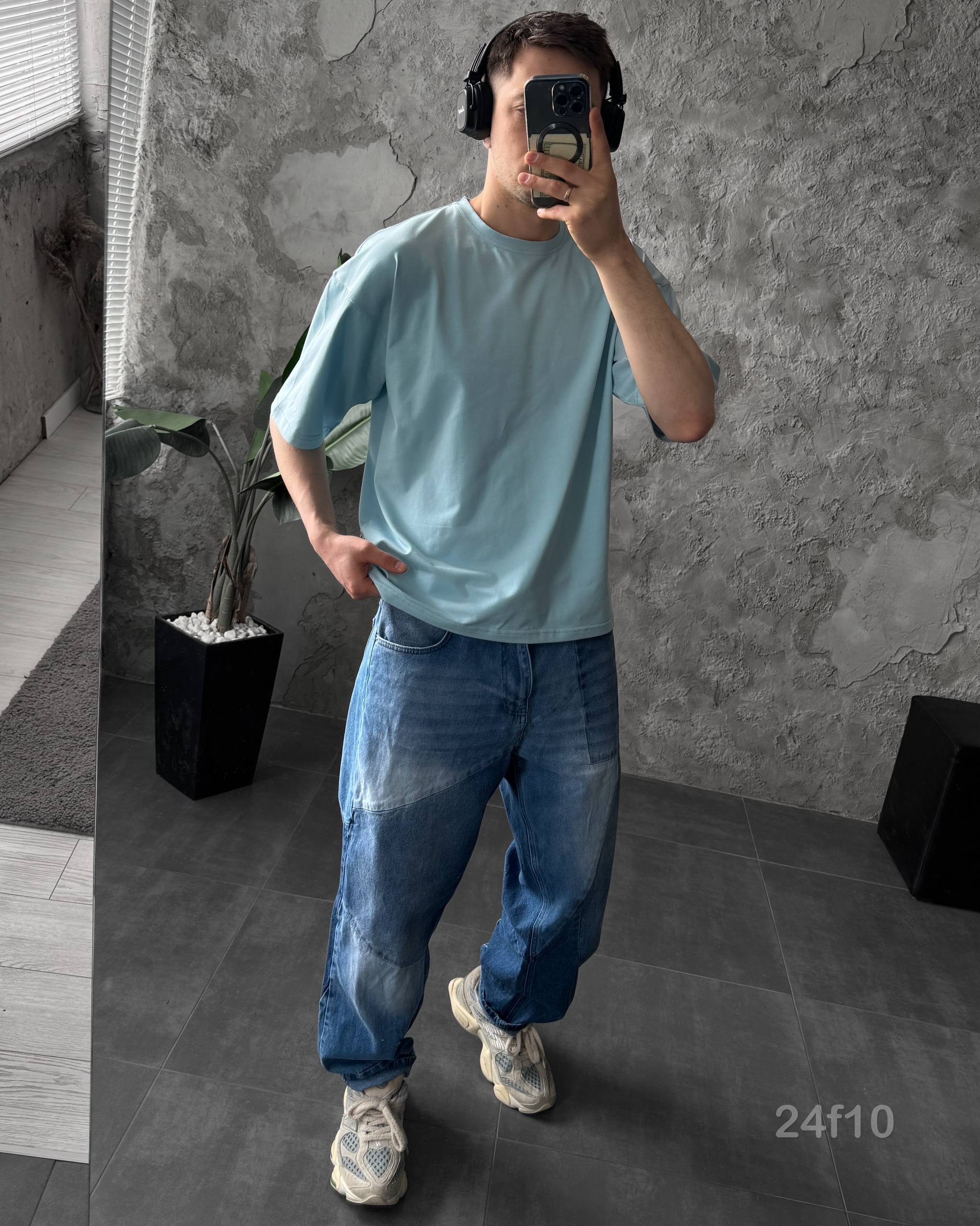 photo_2026-04-06_08-15-25 Мужская Объемная Голубая Футболка Базовая Однотонная