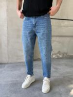 Мужские Свободные Голубые Джинсы Mom Fit