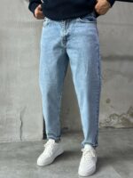 Мужские Свободные Светло-Голубые Джинсы Mom Fit