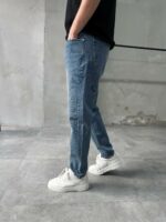 Мужские Свободные Синие Джинсы Slim Crop