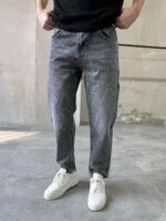 Мужские Свободные Серые Джинсы Slim Crop