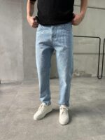 Мужские Свободные Светло-Голубые Джинсы Slim Crop