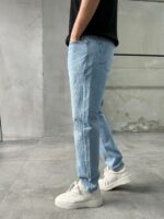 Мужские Свободные Светло-Голубые Джинсы Slim Crop