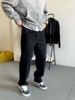 Мужские Свободные Черные Джинсы Baggy