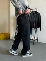 Мужские Свободные Черные Джинсы Baggy