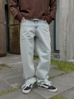 Мужские Свободные Светло-Голубые Джинсы Baggy