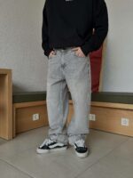 Мужские Свободные Серые Джинсы Baggy