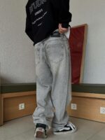 Мужские Свободные Серые Джинсы Baggy