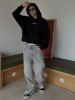 Мужские Свободные Серые Джинсы Baggy