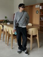 Мужские Свободные Черные Джинсы Baggy