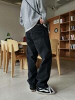 Мужские Свободные Черные Джинсы Baggy