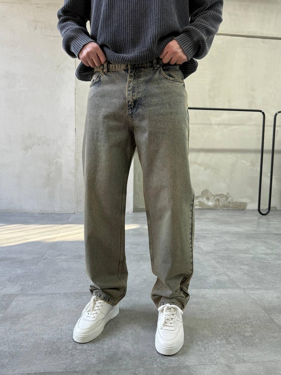 photo_2026-04-06_20-47-39 Мужские Широкие Серые Джинсы Багги Оверсайз з Грязным Эффектом