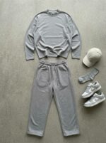 Мужской Базовый Серый Спортивный Костюм Свободного Кроя - Свитшот + Широкие Штаны