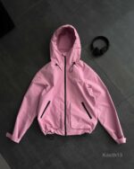 Мужская Розовая Ветровка на Молнии с Гидрофобным Принтом