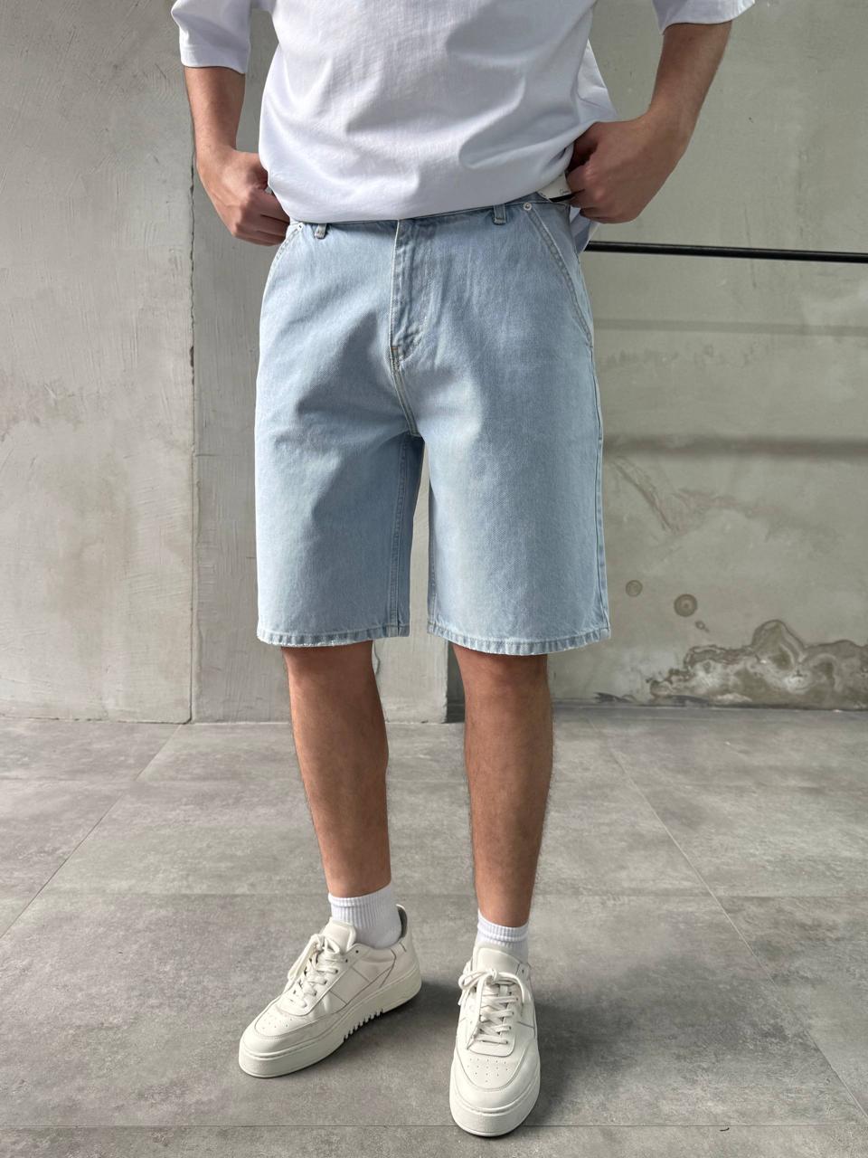 photo_2026-04-09_18-18-27 Мужские Светло-Голубые Джинсовые Шорты - Свободные Широкие