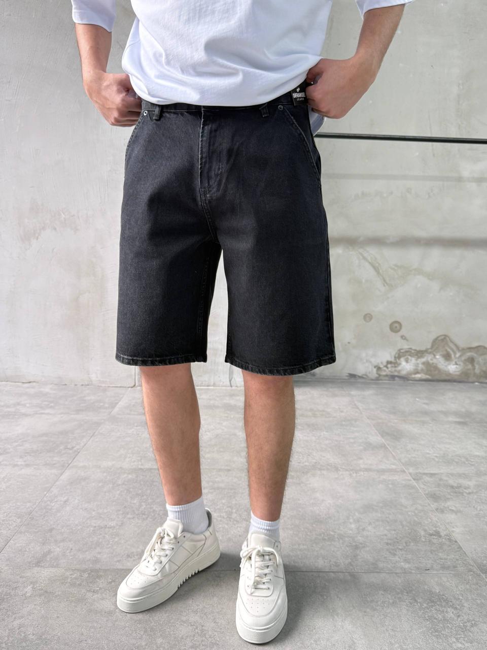photo_2026-04-09_18-18-33 Мужские Черные Джинсовые Шорты - Свободные Широкие