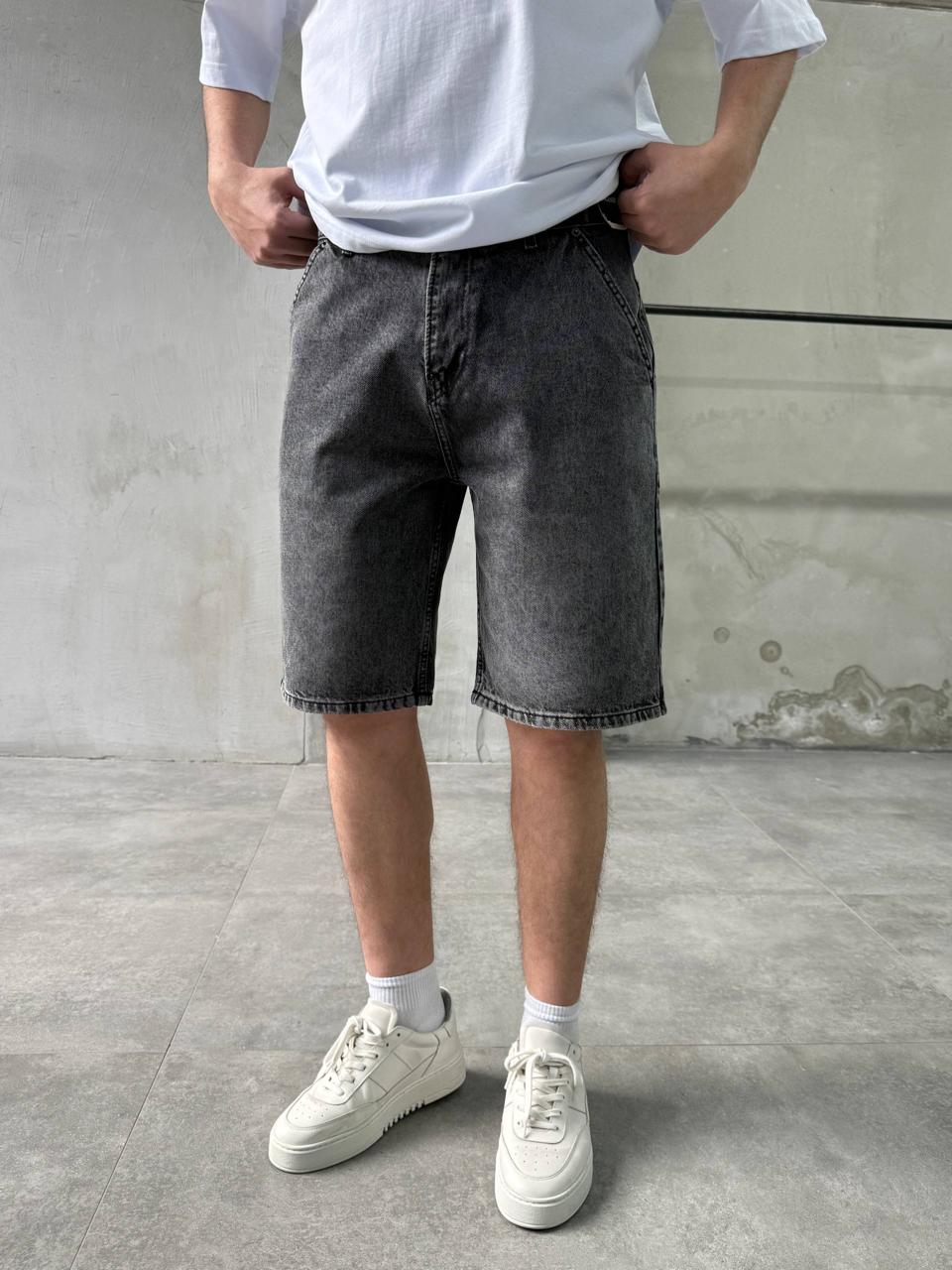 photo_2026-04-09_18-18-42 Мужские Графитовые Джинсовые Шорты - Свободные Широкие