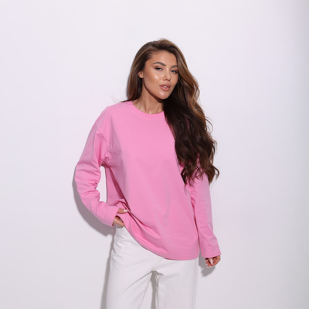 photo_2026-04-10_10-41-15 Женский Базовый Розовый Лонгслив Свободного Кроя