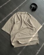 Мужская Базовая Футболка Оверсайз Бежевого Цвета