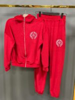 Женский Красный Велюровый Костюм - Кофта Зипка на Молнии + Штаны Джоггеры