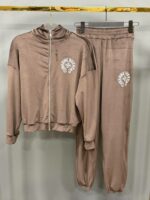 Женский Коричневый Велюровый Костюм - Кофта Зипка на Молнии + Штаны Джоггеры