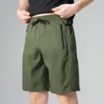 Мужские Легкие Летние Шорты Хаки Свободного Кроя - Базовые на Резинке со Шнурком
