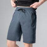 Мужские Легкие Летние Темно-Серые Шорты Свободного Кроя - Базовые на Резинке со Шнурком