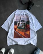 Мужская Летняя Белая Футболка Оверсайз - Объемная Хлопковая с Принтом GTA на Спине