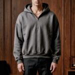 Мужская Базовая Графитовая Кофта Свободного Кроя с Капюшоном на Замке