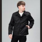 Мужской Короткий Черный Плащ Тренч - Классический на Пуговицах